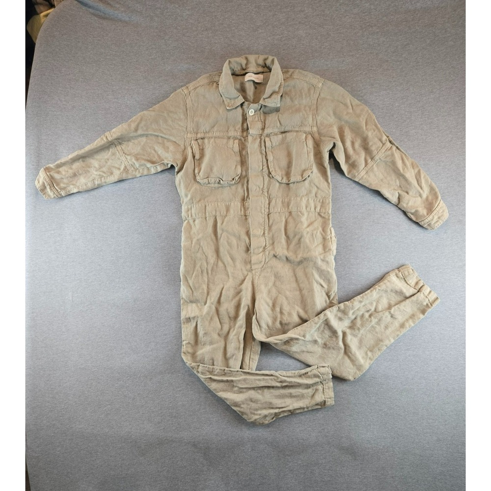 Shaina Mote Painter‎ Coverall Jumpsuit Womens Small Beige Long Sleeve 100% Linen